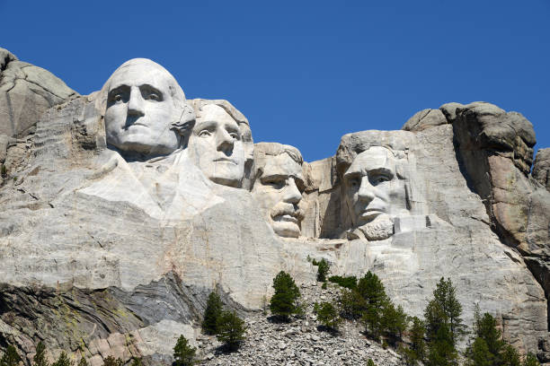 Mount Rushmore National Monument world famous rock presidents' sculptures in Mount Rushmore National Park mt rushmore national monument stock pictures, royalty-free photos & images