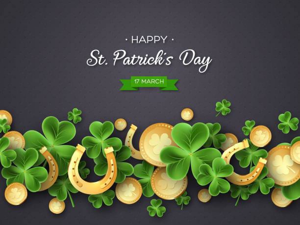 illustrations, cliparts, dessins animés et icônes de st. patricks day salutation conception des vacances. - horseshoe