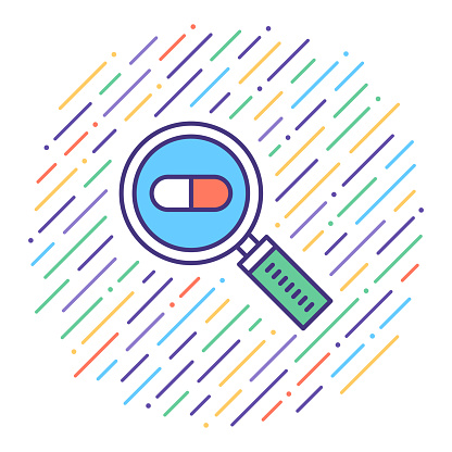 Flat line vector icon illustration of drug test with abstract background.