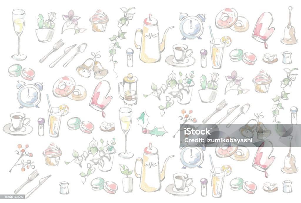 Cafe Items Graphics Item In A Cafe Stock Illustration - Download Image Now - Backgrounds ...