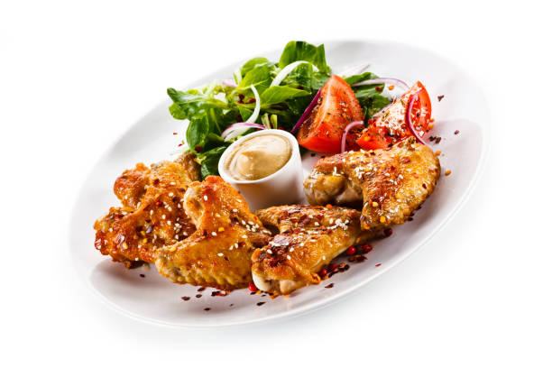 istock Grilled chicken wings on white background 1125024533