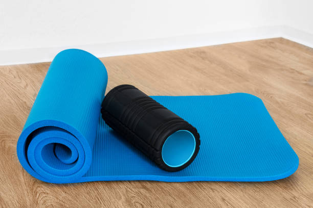 istock Fitness gym mat and roll 1125026433