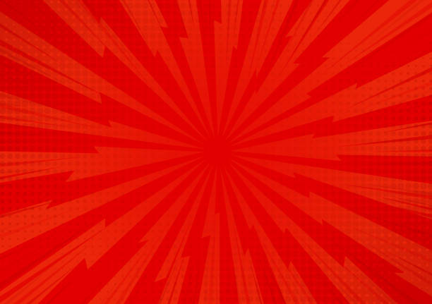 illustrazioni stock, clip art, cartoni animati e icone di tendenza di sfondo sunlight cartone animato comico astratto rosso. progettazione illustrazione vettoriale. - poster backgrounds sunbeam textured