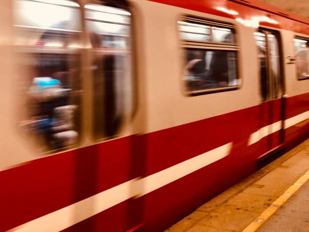 istock Subway train in full speed leaving station 1125030952