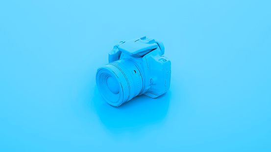 DSLR camera rear view on white background