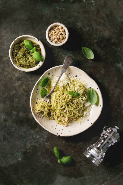 istock Pasta with pesto sauce 1125033097