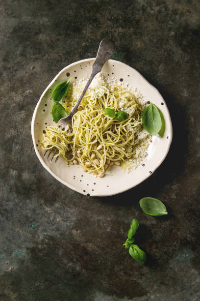istock Pasta with pesto sauce 1125033106