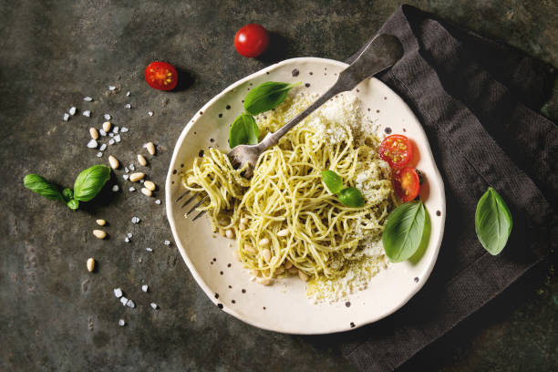 istock Pasta with pesto sauce 1125033115