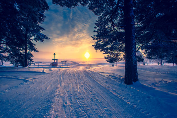 istock Very cold day sunset scenery from Sotkamo, Finland. 1125037629