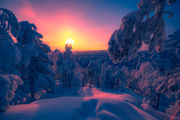 istock Very cold day sunset scenery from Sotkamo, Finland. 1125038610