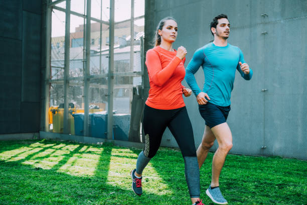 istock Fitness couple running together 1125039038