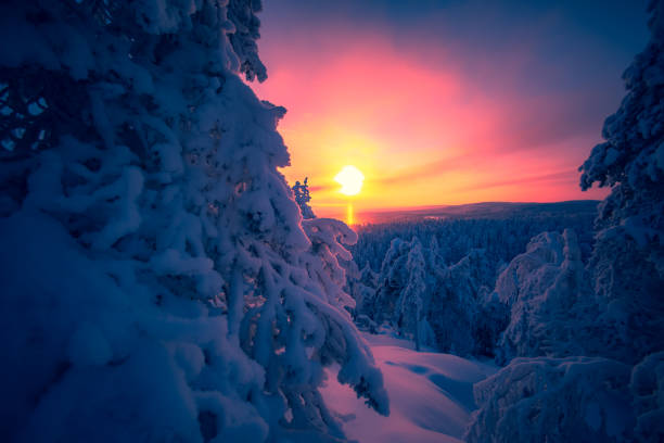 istock Very cold day sunset scenery from Sotkamo, Finland. 1125039062