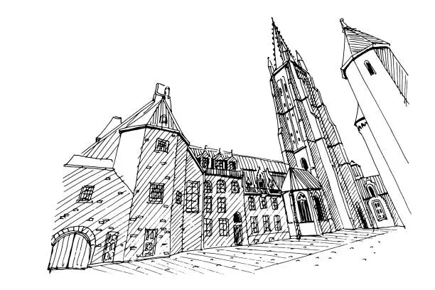 Vector illustration of Brugge, Belgium.