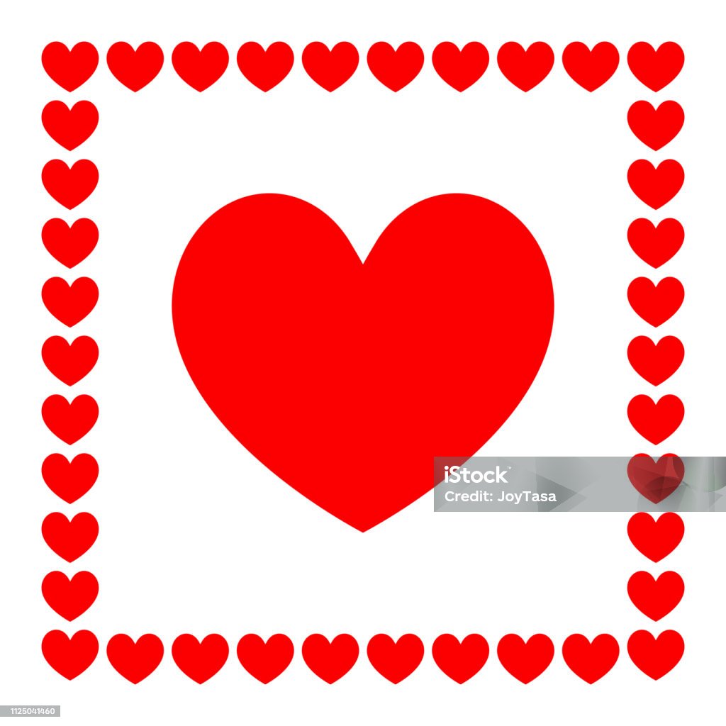forkorte Male klasselærer One Big Red Heart In Frame Isolated On White Stock Illustration - Download  Image Now - Heart Shape, Hearts - Playing Card, Abstract - iStock
