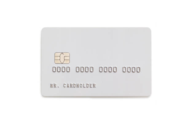 tarjeta de crédito blanco aislada sobre fondo blanco - credit cards fotografías e imágenes de stock