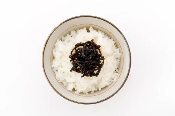 Japanese food, Konbu no Tsukudani on rice