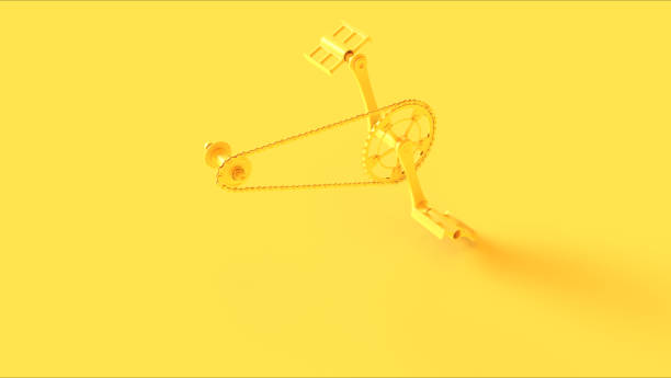 Yellow Bicycle Cranks Chain an Peddles 3d illustration 3d render