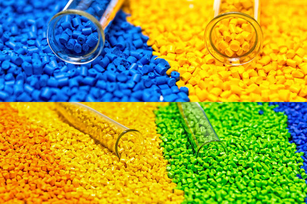 istock Plastic granules. Polymer pellets. Polymeric dye. Colorant pellets. 1125057595