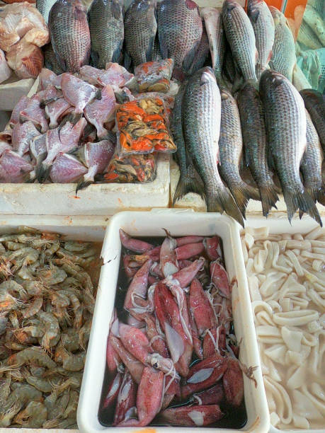 istock Fish and Seafood in a Market Stall 1125069649