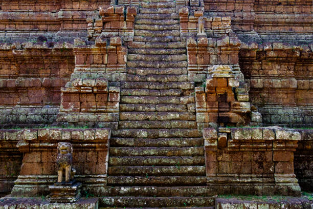 Stairway of old ancient temple stock photo