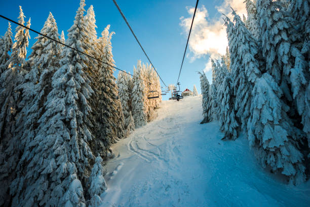 Ski resort Ski resort in the mountains courchevel stock pictures, royalty-free photos & images