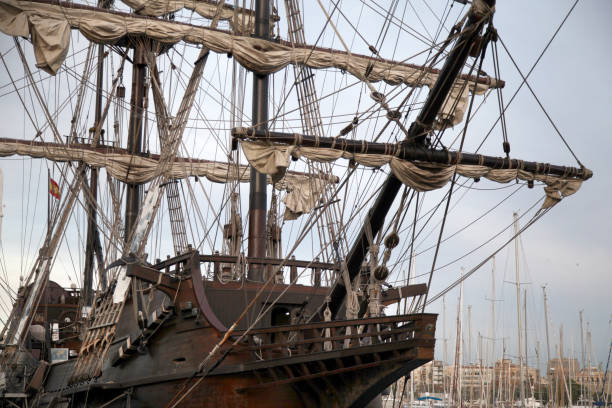Open gun of old pirate ship in the port of Torrevieja, Alicante, Spain 2019.