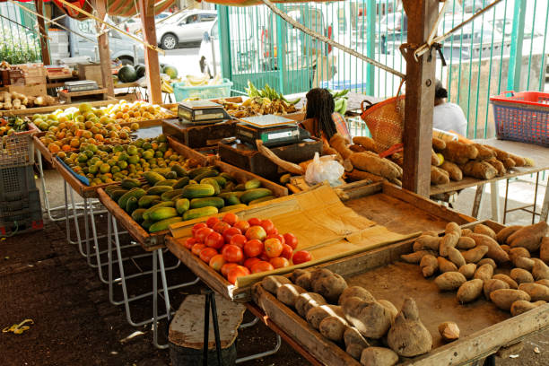 Fort-de-France market - Martinique FWI Fort-de-France market - Martinique FWI french overseas territory stock pictures, royalty-free photos & images