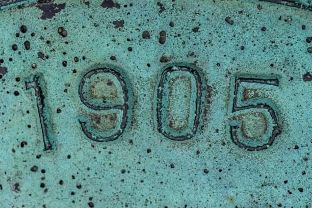Green patina plaque with year 1905