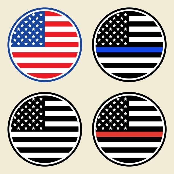 Vector Trendy USA Flag Vector Trendy Round American Flag Set for print, gift, web, scrap and patchwork. pics of the firefighter free stock illustrations