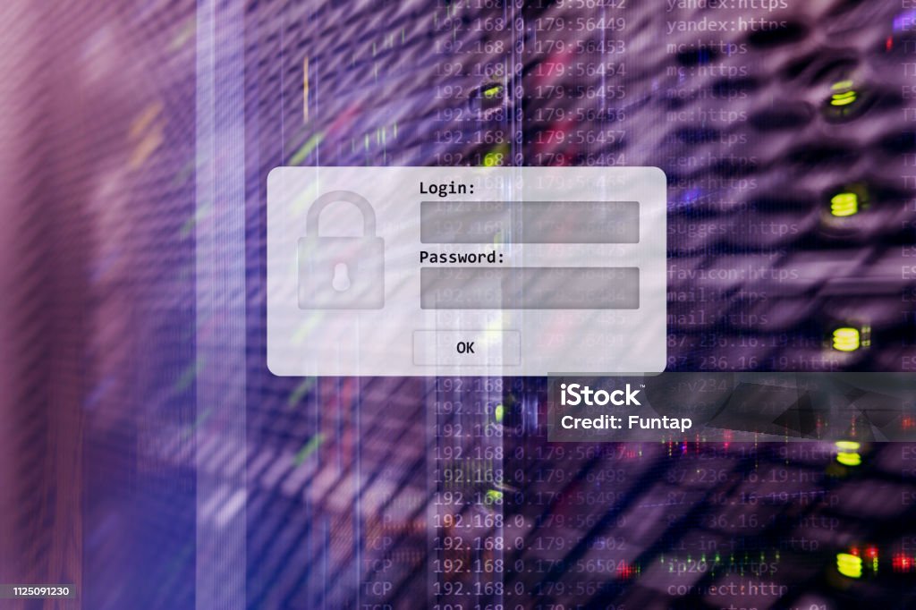 Server Room Login And Password Request Data Access And Security Stock ...