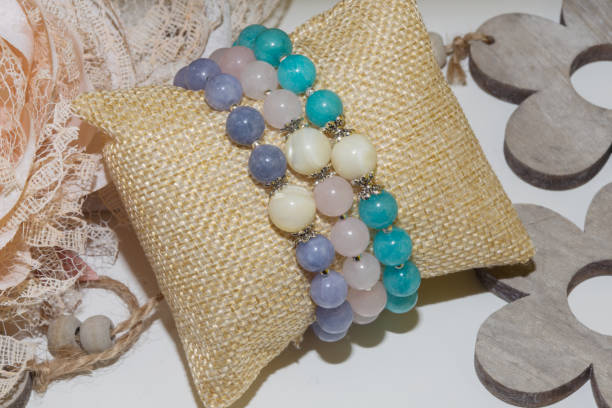 istock natural stone bracelet set pink quartz pearl amazonite angelite 1125091607