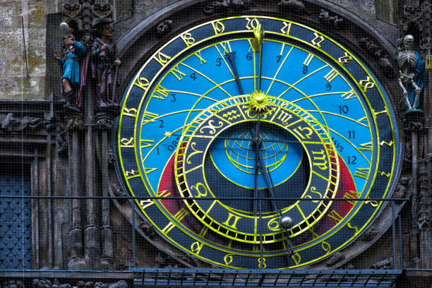 Czech Republic. Prague astronomical clock in the Old town.Prague. Czech Republic. Europe. Astrological old clock.