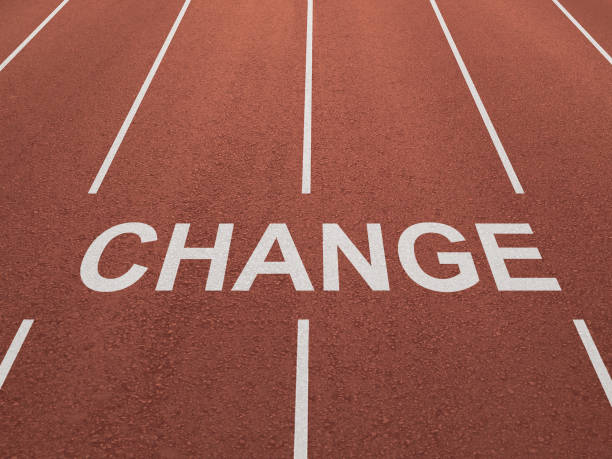 istock Change ahead future sport track start business concept 1125093817