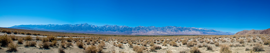 The Owens Valley stretches eastward from the Sierra Nevada Mountains in Inyo  County, California.