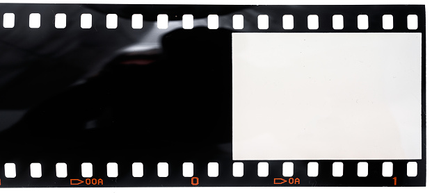 35mm film strip on white
