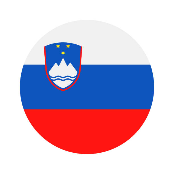 Slovenia - Round Flag Vector Flat Icon vector art illustration