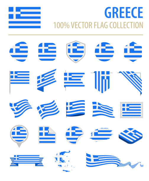 griechenland - flagge flache vector icons - flag national flag greek flag greece stock-grafiken, -clipart, -cartoons und -symbole