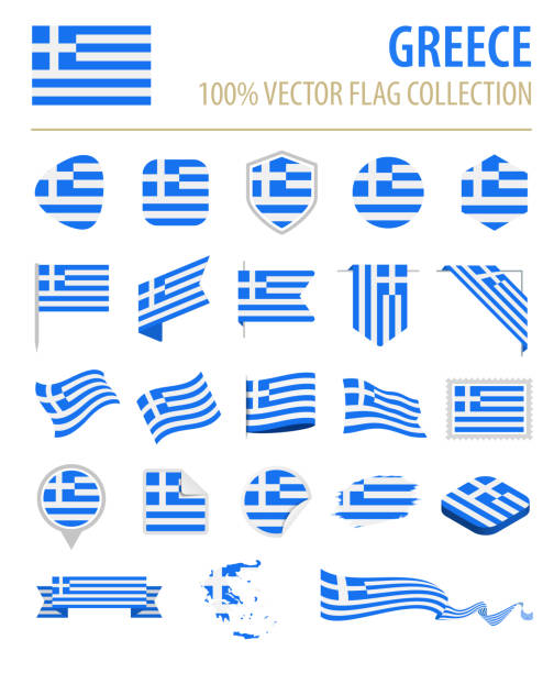 希臘-標誌圖示平面向量集 - 希臘國旗 幅插畫檔、美工圖案、卡通及圖標