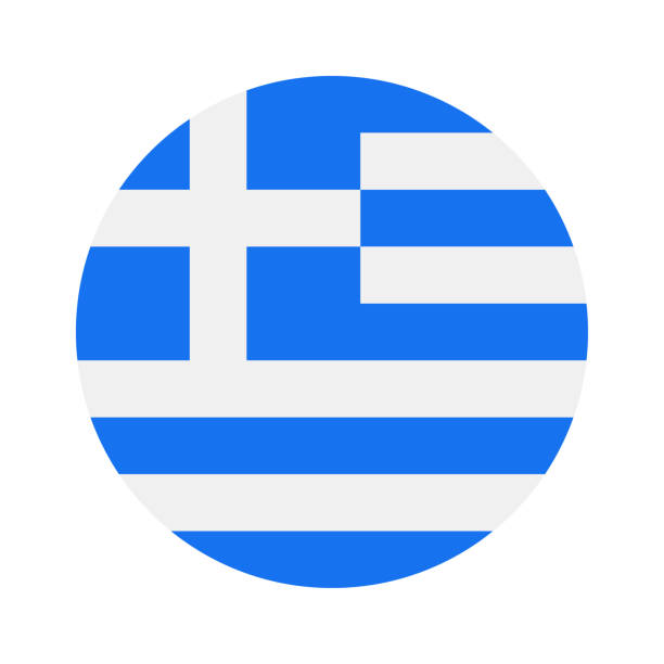 希臘-圓形國旗向量平面圖標 - 希臘國旗 幅插畫檔、美工圖案、卡通及圖標