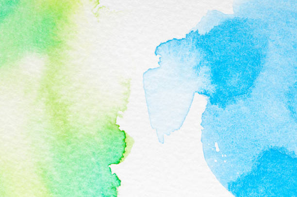 istock Abstract light blue and green watercolors hand paint on white paper background. Detail or closeup brush stroke on paper texture. Graphic design for illustration,artwork or backdrop. 1125105505