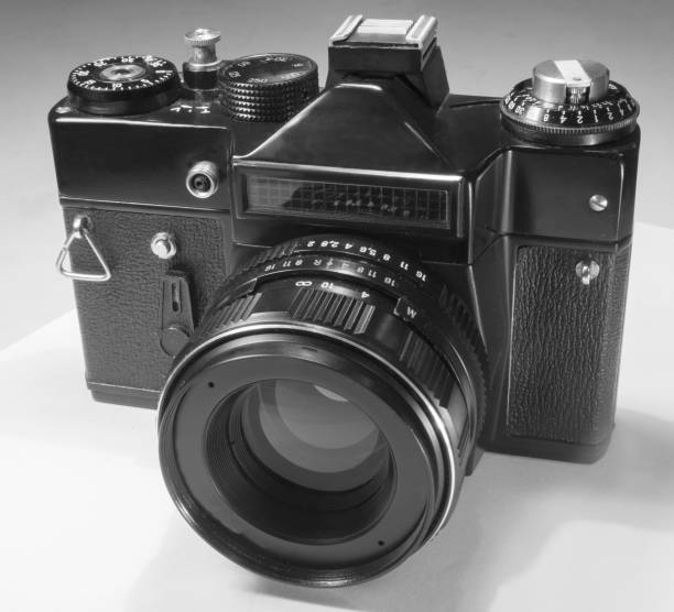 istock Mirror film camera with external photocell and manual exposure control and interchangeable lenses 1125105567