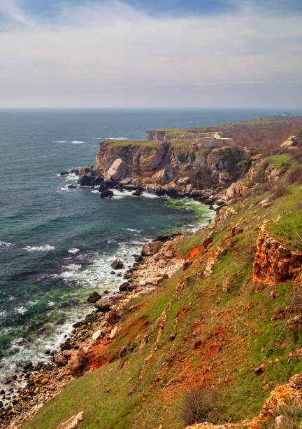 istock Landscape with blue sea and rocky shore 1125108947
