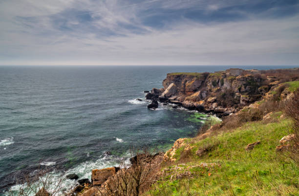 istock Landscape with blue sea and rocky shore 1125109025