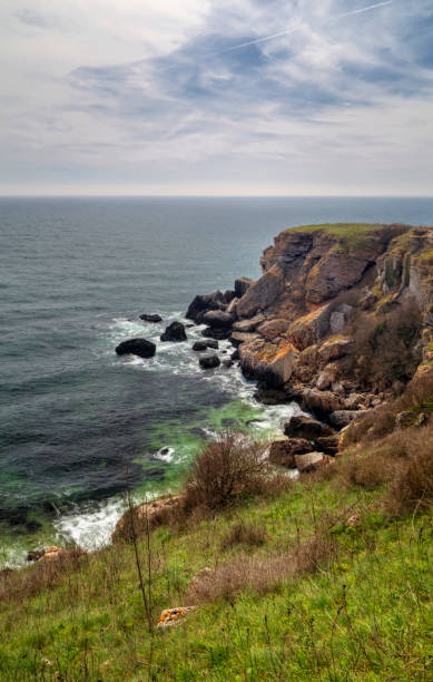istock Landscape with blue sea and rocky shore 1125109114