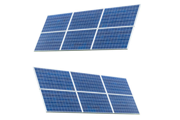 istock Two Blue Solar panel isolated on white background. Solar panels pattern for sustainable energy. Renewable solar energy. Alternative energy. 1125114256