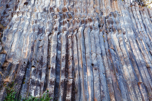 Curvy sasalt columns - natural volcanic rock formation in Sinop, Boyabat - Turkey