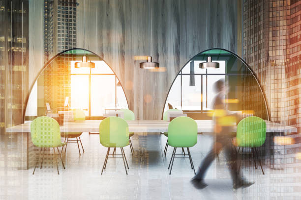 istock Wooden and green office interior, man 1125116537