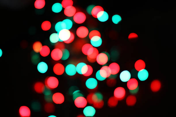 Close up view of colorful bokeh lights as background