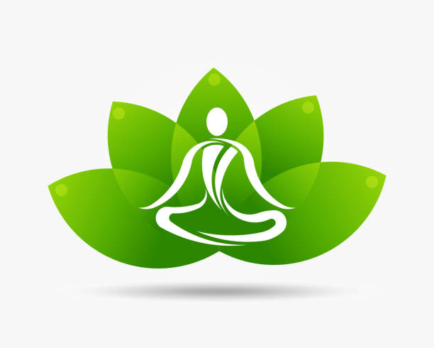 ilustrações de stock, clip art, desenhos animados e ícones de yoga and lotus flower logo illustration inspiration - balance health well being background white
