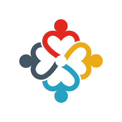 Group of Business People. Business People in a heart shape iinfographic. Logo illustration